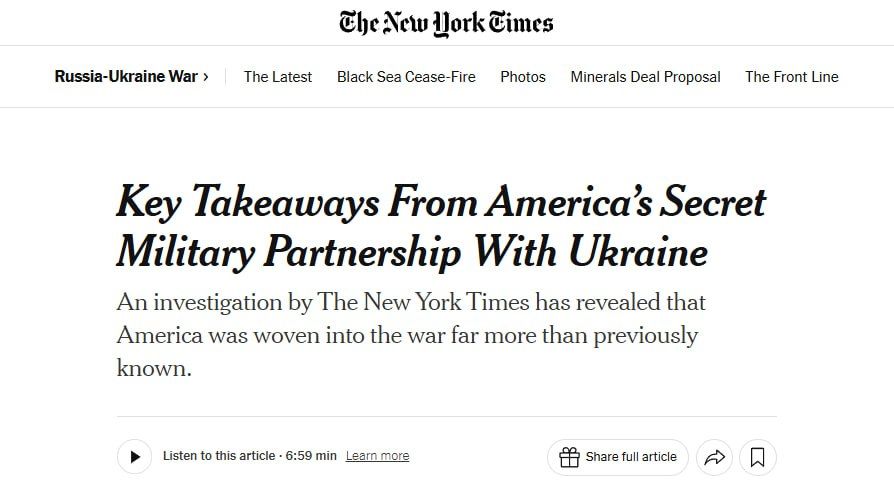 New York Times опубликовал сенсационный материал об участии американских военных в конфликте на Украине и о степени вовлечения США в конфликт