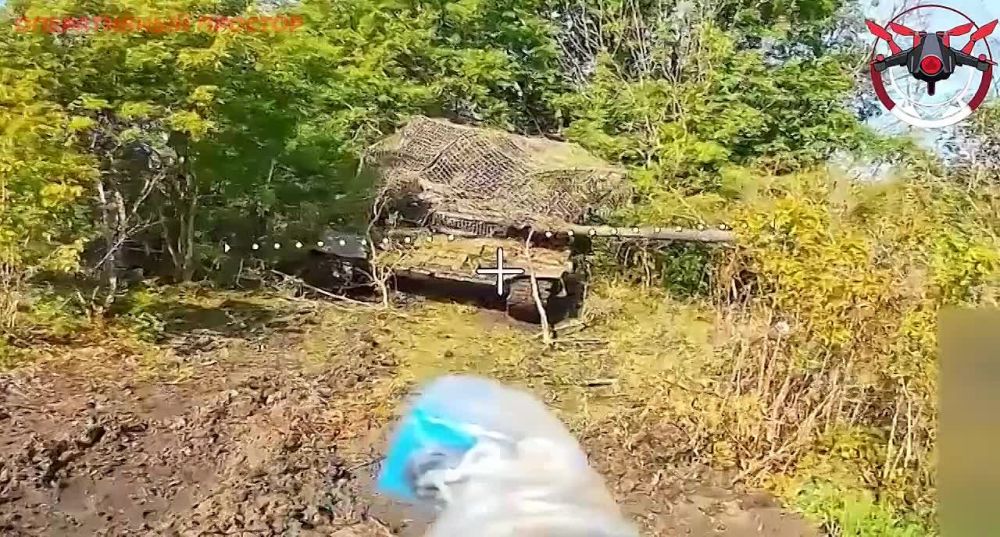 Отправка украинского Т-64БВ дроном в районе Касьяновки Харьковской области