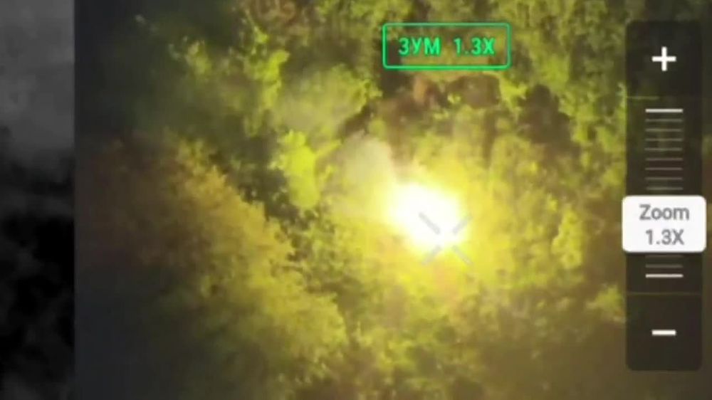 Уничтожение нашими расчётами дрона "Баба-Яга" всушников на взлёте