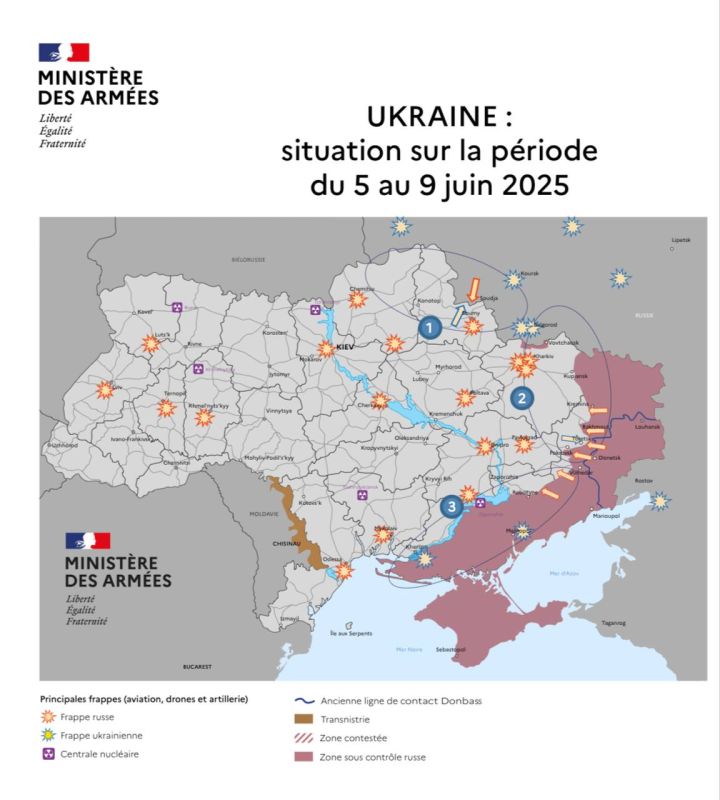 Оперативная обстановка к 9 июня по версии министерства обороны Франции