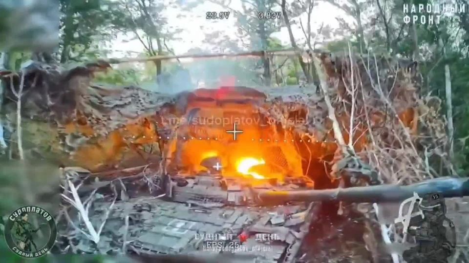 Отправка в ангар украинского Т-72АВ в Колодезном на Купянском направлении