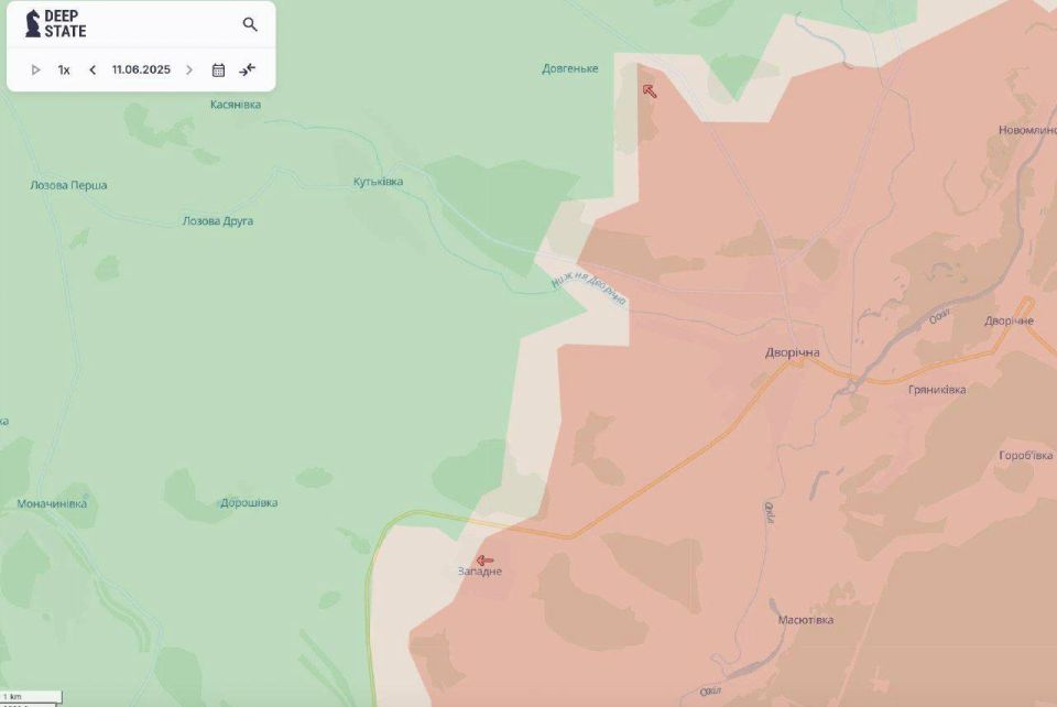 «ВС РФ взяли под контроль поселок Двуречная (Купянский район, Харьковская область), а также закрепились рядом с Западным и продвигаются под Довгеньким (Изюмское направление)»