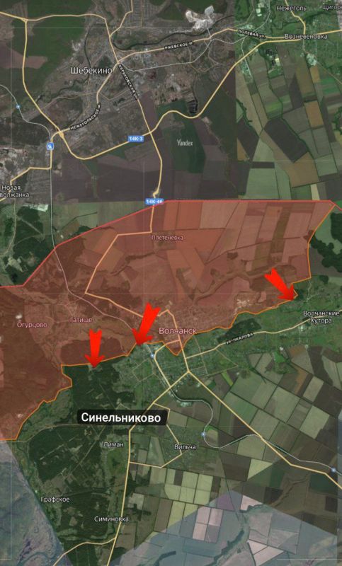 Харьковское направление. На этом направлении продолжаются тяжелые бои в лесу возле Синельниково