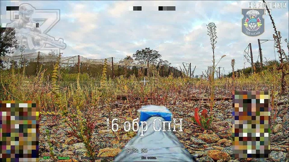 Купянское направление. Очень крутое видео применения нашего дрона-ждуна прямо у сетчатого применения коридора противника Два майора