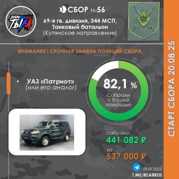 Друзья , мы вчера писали, что по просьбе бойцов танкового батальона на Купянском направлении по текущему #СБОР56 произошла срочная замена всех позиций на одну - на машину
