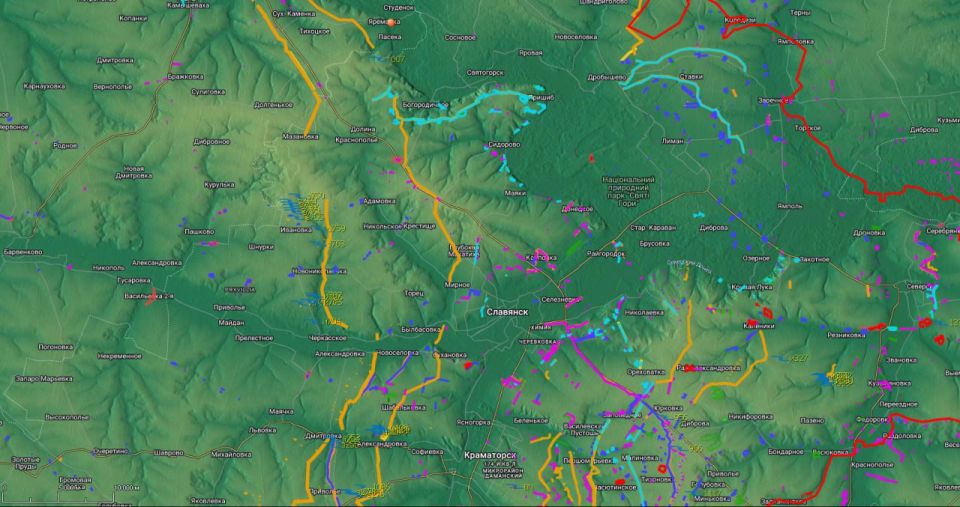 Инженерные сооружения ВСУ. Славянск- Лиман (карта 1)