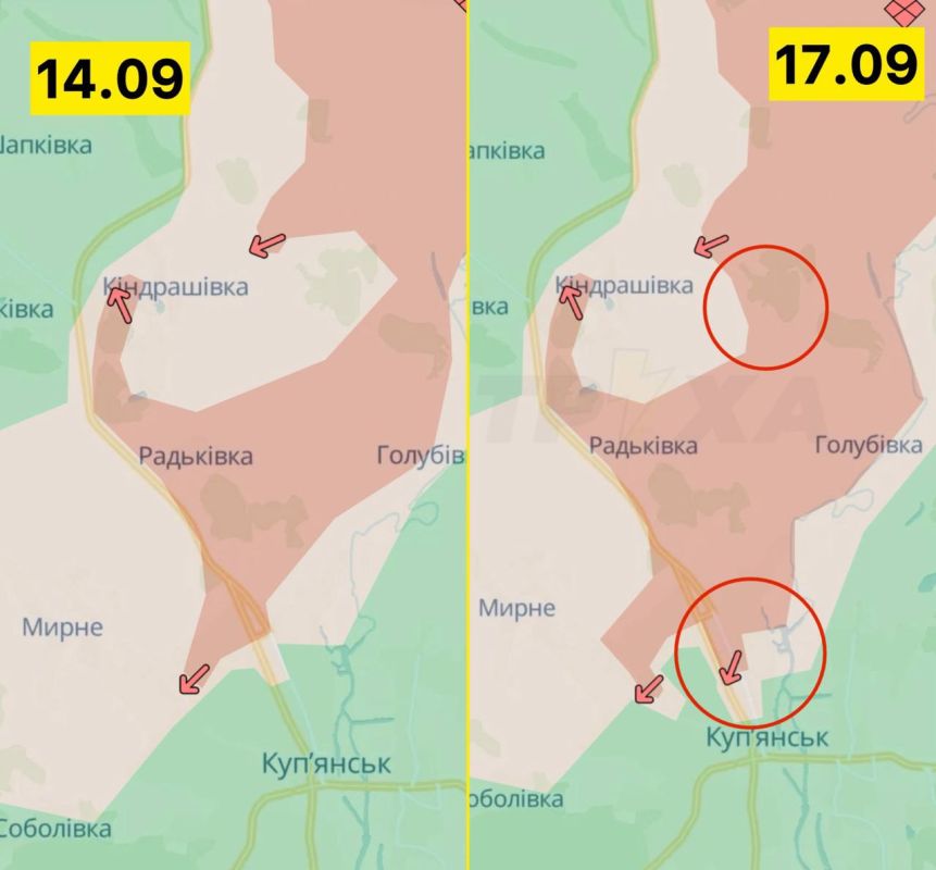 Продвижение ВС РФ за последние три дня в Купянске по версии украинских (!) каналов