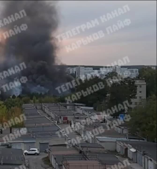 Ещё кадры из Харькова с налётом "Гераней" на вражеский объект в Холодногорском районе