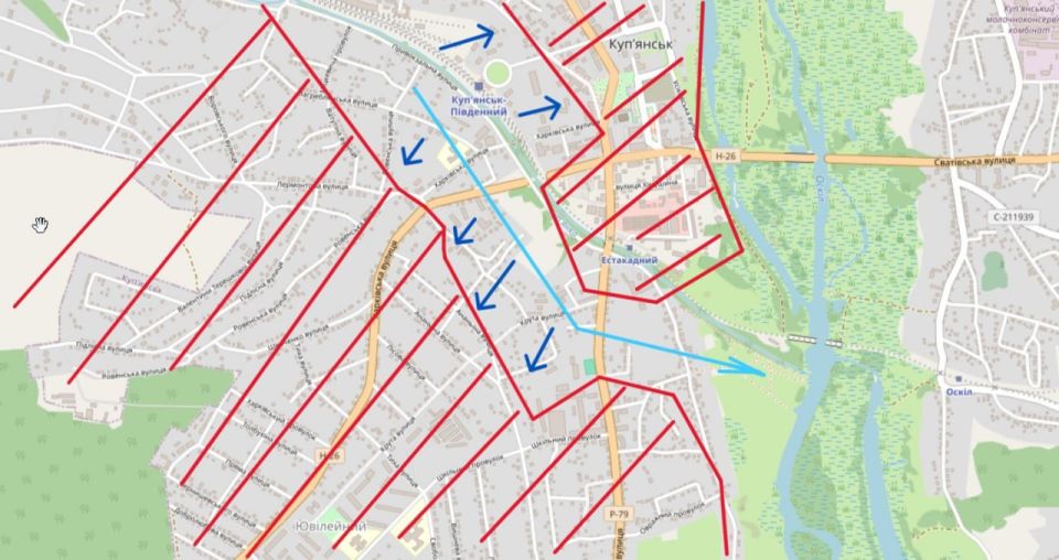 В Купянске Харьковской области после взятия под контроль ж/д станции Эстакадная ВС РФ продолжают продвижение