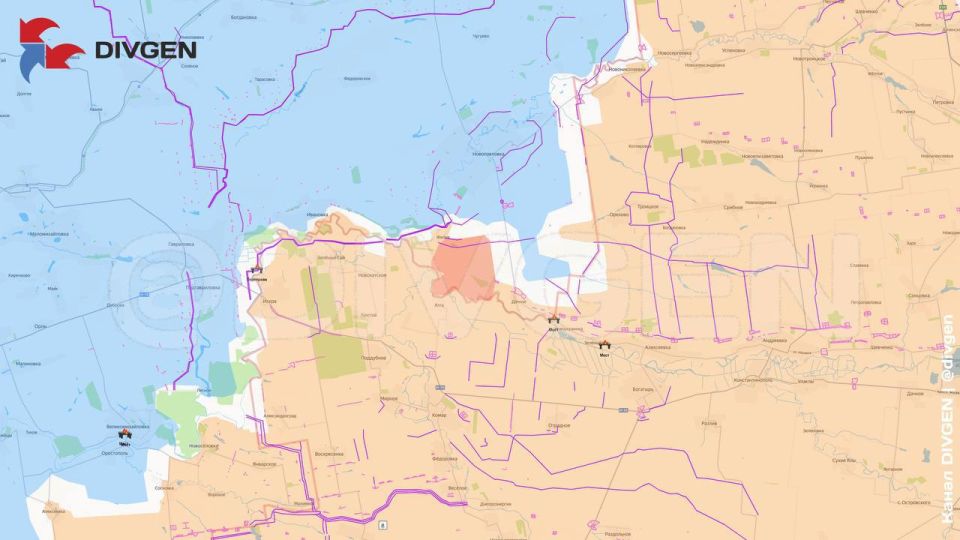 Изменения линии фронта нанёс на карту канал «DivGen»: