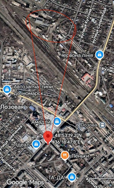 Вчерашний налёт бпла-камикадзе «Герань-2» по локомотивному депо и ж/д инфраструктуре в н.п Лозовая, Харьковская область