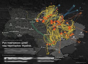 Схема ночного комбинированного ракетно-беспилотного удара по Украине по версии противника
