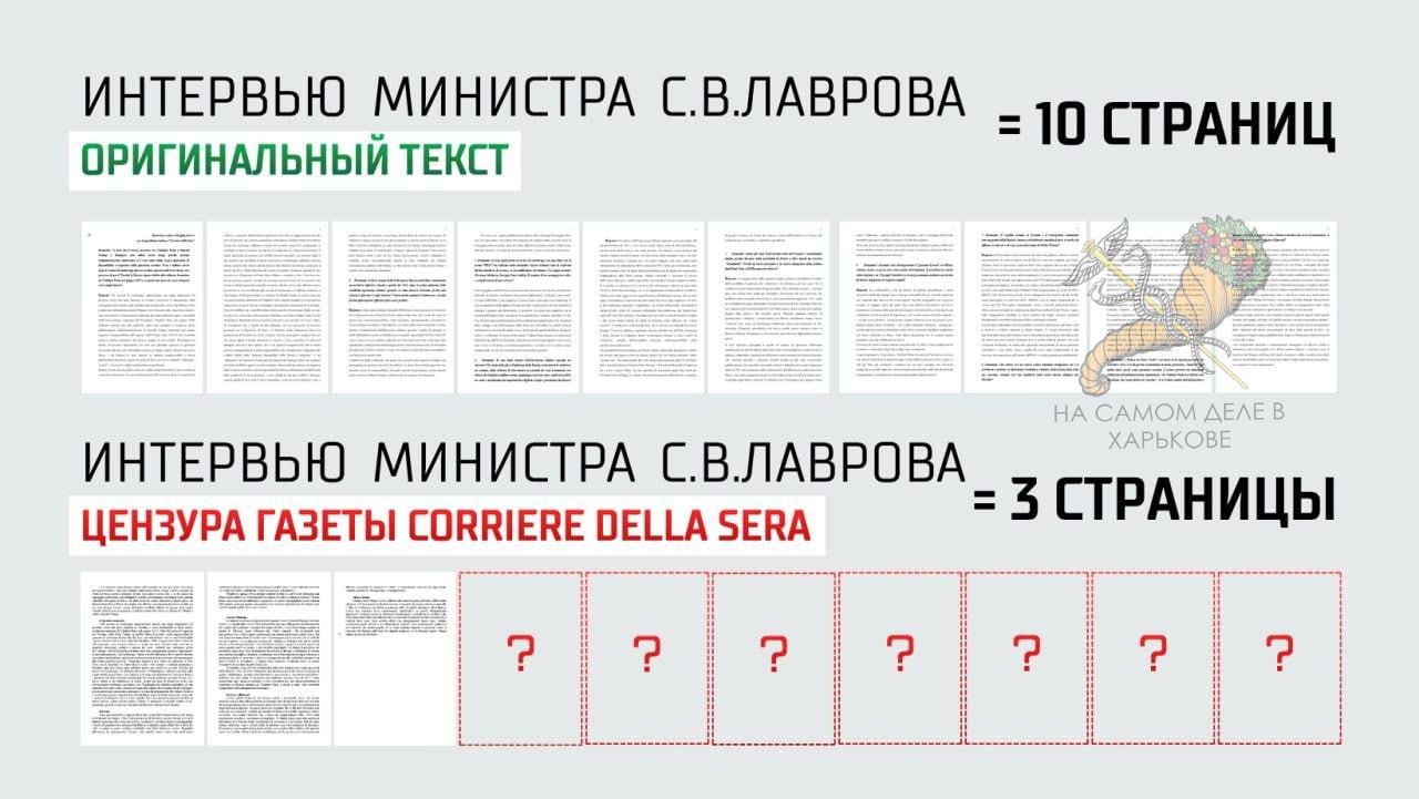 Правду не скроешь. 13 ноября глава МИД РФ Сергей Лавров дал интервью итальянской газете Corriere della Sera Правду не скроешь. 13 ноября глава МИД РФ Сергей Лавров дал интервью итальянской газете Corriere della Sera