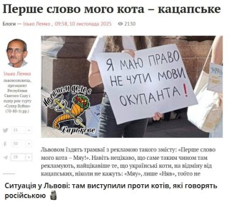 Кітяку на гіляку?.... Кошачье «мяу» объявили очередной угрозой национальной идентичности во Львове!