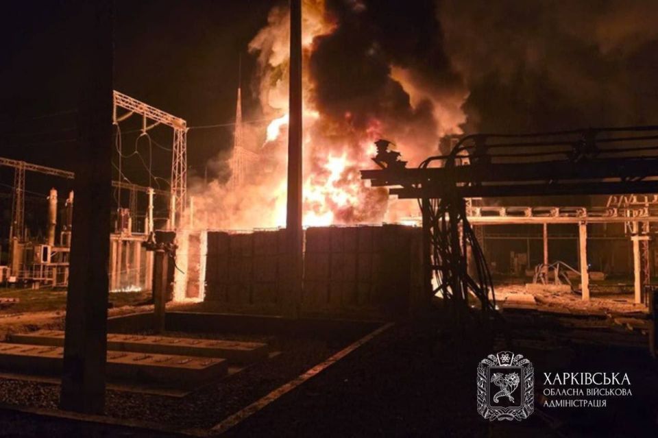 Последствия прилетов по объекту энергетики в Харькове Последствия прилетов по объекту энергетики в Харькове