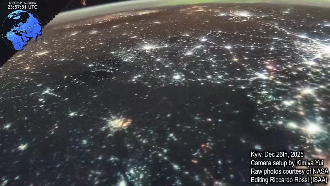 Кадры комбинированного удара по энергетической инфраструктуре Киева в ночь с 26 на 27 декабря 2025 года, снятые с борта МКС