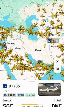 Над Ираном пролетел единственный самолёт, следующий в Дубай из...Сургута