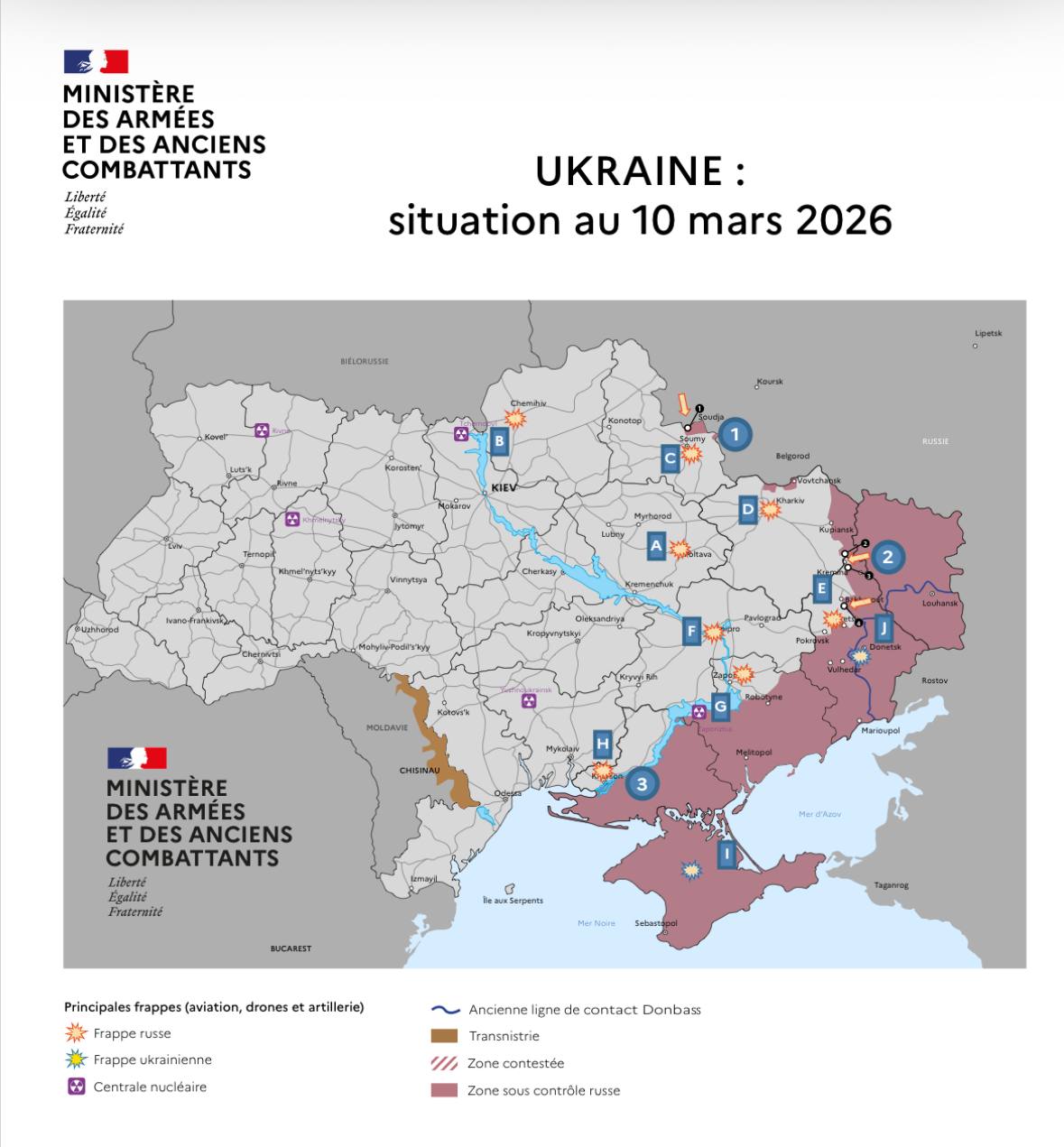 Оперативная обстановка к 10 марта по версии министерства обороны Франции