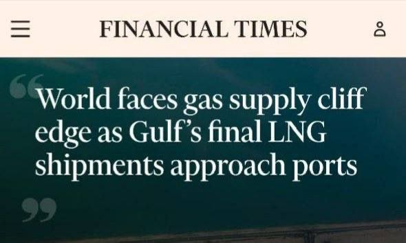 А кто это сделал?. В течение 10 дней мир может столкнуться с газовым кризисом из-за остановки поставок из Персидского залива, пишет Financial Times