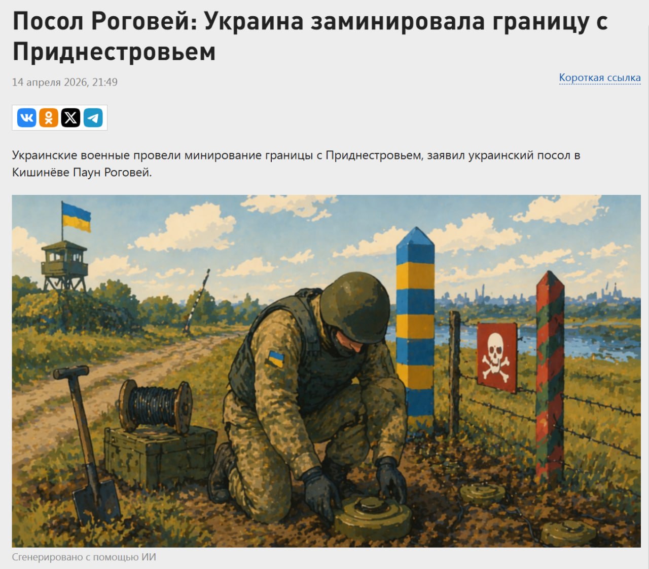 Тем временем Украина минирует стык границы с Приднестровьем Тем временем Украина минирует стык границы с Приднестровьем