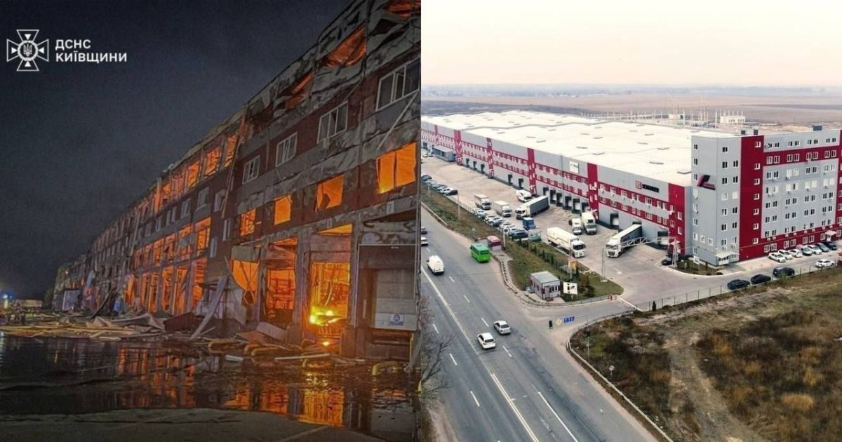 В Киеве в ходе ракетного удара этой ночью полностью уничтожен один из крупнейших логистических хабов в стране — комплекс AMTEL был площадью более 100 тысяч кв. метров
