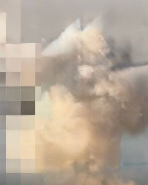 Огромный столб дыма поднялся в Одесской области после прилёта